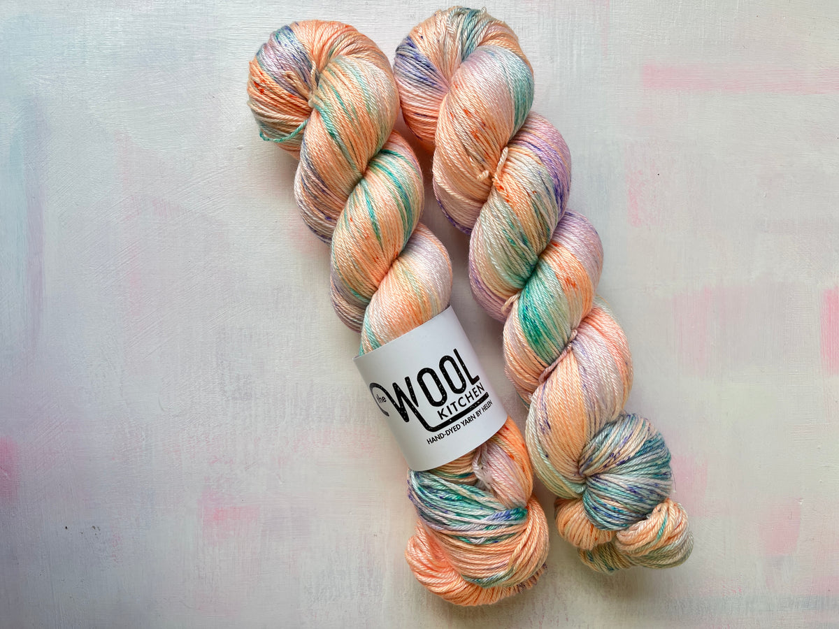 September from the monthly yarn club Floral Fade 3 Fungi Club by the hand dyed yarn expert, The Wool Kitchen