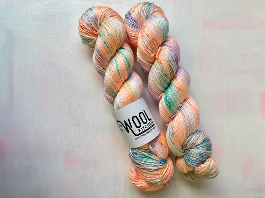 September from the monthly yarn club Floral Fade 3 Fungi Club by the hand dyed yarn expert, The Wool Kitchen
