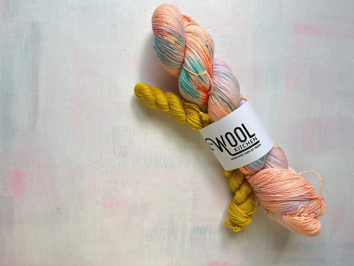July Sock Set from the Fungi Fade 3 Monthly Yarn Club by the hand dyed yarn expert, The Wool Kitchen.