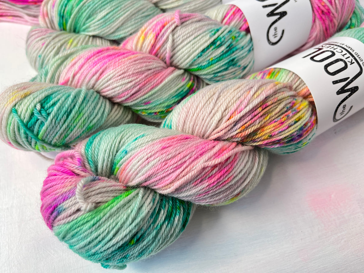 Extreme close up of Iridium BFL DK Wool from the hand dyed yarn expert, The Wool Kitchen 