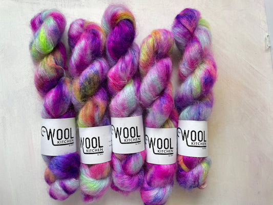 Amethyst Rainbow Aurora Mohair Silk Lace from the hand dyed yarn expert, The Wool Kitchen