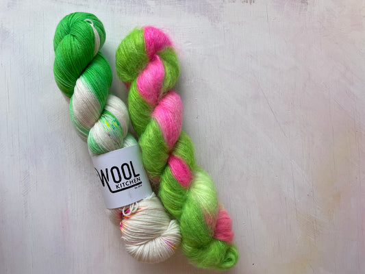 SALE Green Sock Mix Set | Reverse Pops Green Sock & Watermelon Twist Mohair Lace