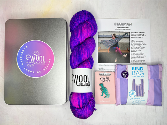 Luxury shawl in a tin from the Christmas Gifts collection by the hand dyed yarn collection. 