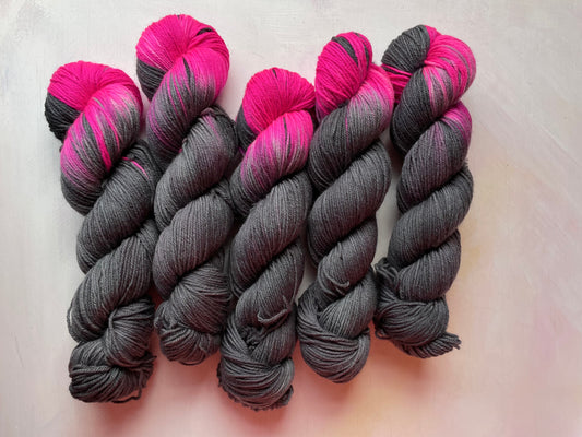 Pink Pop from the BFL DK Wool collection by the hand dyed yarn expert, The Wool Kitchen